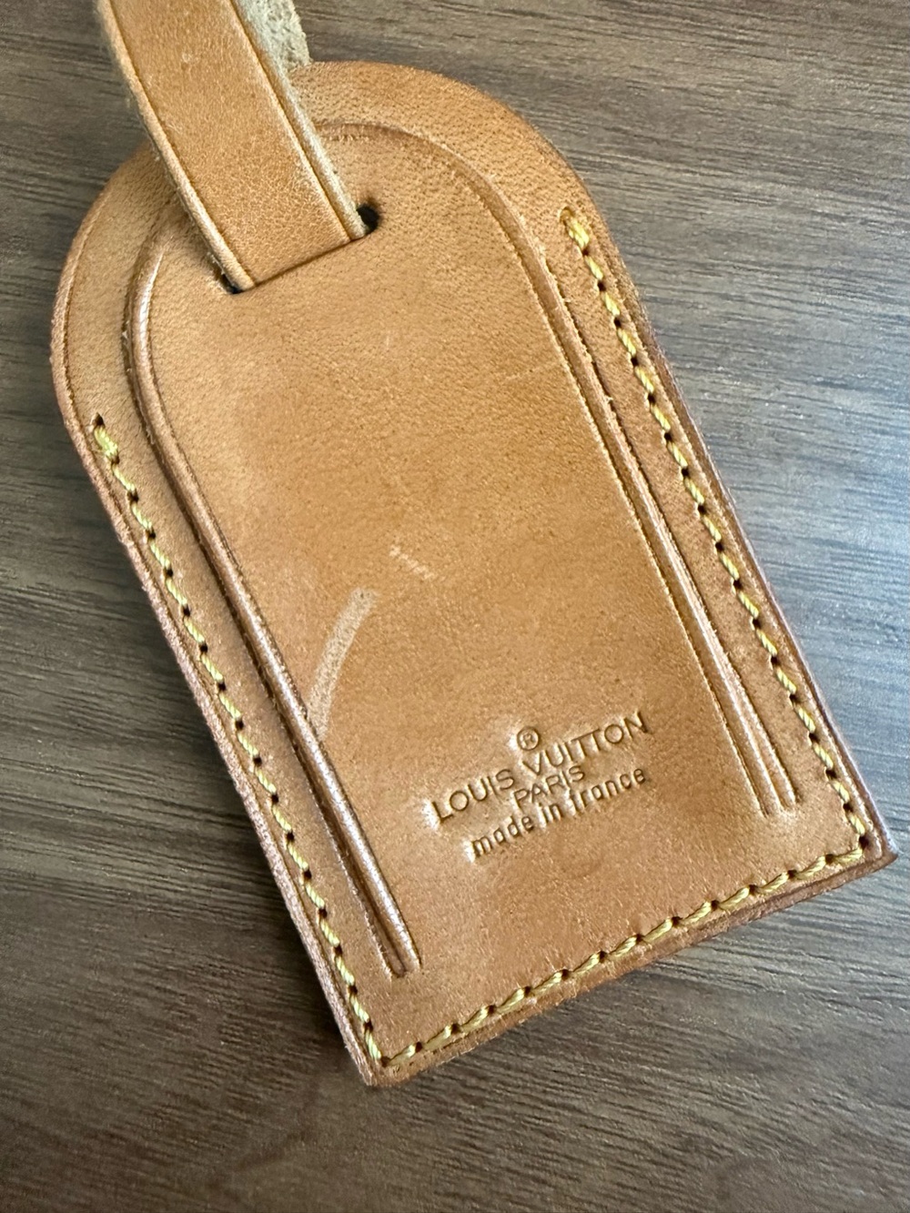 Authentic Louis Vuitton Vachetta Luggage Tag - Honey Patina